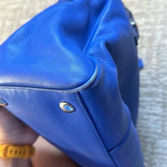 Coach Taylor Leather Satchel - Marine Blue Cobalt Carryall Handbag F25296 - Picture 6 of 6